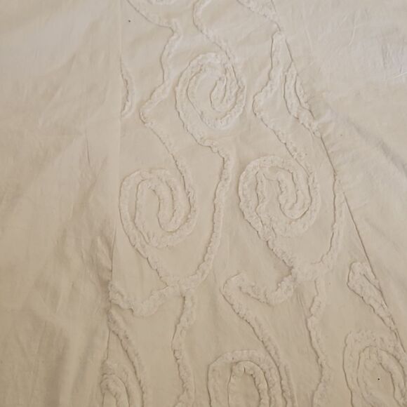 Caramely Vintage Cotton Midi Skirt With Raised Swirl White 7/8 - Picture 14 of 16